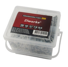 Kabelklips hvit/grå eske med 1100 stk.